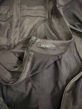 Entry Black Sleeveless Mock-Neck Bodycon Dress with Sheer Panels